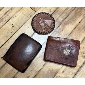 Vintage Leather Assortment Wallet X2 and Horse Art  🤠